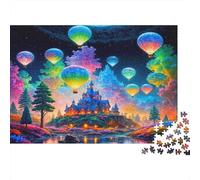Fantasy Castle Night Colourful Hot Air Balloon Forest 1000 Pieces Jigsaws Adults The Impossible Challenge Home Activity 70x50cm/1000pcs