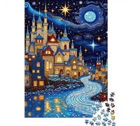 Fantasy Castle Night Set De 1000 Pièces Papier Recyclé Puzzle Adulte Facile À Ranger Loisirs À La Maison Casse-tête Engageant Activité Lien Familial 38x26cm/1000pcs