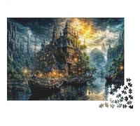 Fantasy Castle Town Colourful Dark Mountain Castle 1000 Pieces Jigsaw for Adults The Impossible Challenge Brain Development 70x50cm/1000pcs