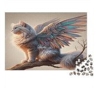 Fantasy Cat Winged 100% Recycled Cardboard Winged Fairy Cat 1000 Piece Jigsaws Adults and Children Challenging Brainteasing 38x26cm/1000pcs