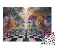 Fantasy Chess Board 100% Recycled Cardboard Checkered Path Light 1000Pc Puzzle Adults and Children Challenging & Brainteasing 52x38cm/1000pcs