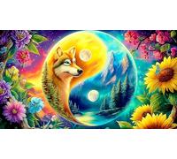 Fantasy-Christmas-Village-with-Flying-Astronaute-Bird Puzzle 1000 Pièces pour Adultes - en Carton Recyclé - Décoration 38x52cm/1000pcs