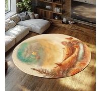 Fantasy Ciel étoilé Rond Tapis Pays Lune étoiles Ferme Maison Accent Cercle Ultra Doux Tapis à Poils Ras pour Bureau de Studio 160cm