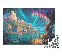 Fantasy City Puzzle pour Adultes Puzzle 1000 Pièces Night Sky Relaxant Puzzle en Famille Décor Cadeau 52x38cm/1000pcs