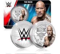 FANTASY CLUB Pièce de monnaie officielle The Rock WWE 32 mm - Hommage au champion du peuple et à la superstar du monde - Édition limitée pour les fans et les collectionneurs