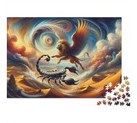 Fantasy Desert Battle Lion Vs Scorpion Puzzle 1000 Pièces Educa Jouet en Bois Cadeau Unique De l'art De La Décoration Jeu Éducatif Challenge Toy Adultes & Enfants des 14 Ans 70x50cm/1000pcs