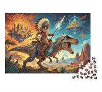Fantasy Dinosaur 1000 Pièce Puzzles Recycled Native Americans Puzzle pour Personnes Âgées Puzzle Accessoires de Jeu for Family and Friends Birthdays Excellent Cadeau 38x26cm/1000pcs
