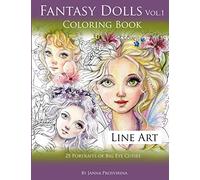 Fantasy Dolls Vol.1 Coloring Book Line Art: 25 Portraits of Big Eye Cuties
