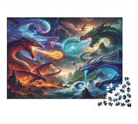 Fantasy Dragon Battle Colourful Cute Baby Dragon 1000 Pieces Jigsaws Adults The Impossible Challenge Home Activity 38x26cm/1000pcs