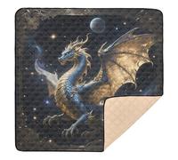 Fantasy Dragon Night Sky Art Tapis de jeu en mousse souple pour intérieur et extérieur - Confortable et respirant - Pour bébés, nourrissons et tout-petits - 127 x 127 cm