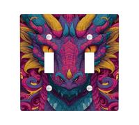 Fantasy Dragon - Plaques de protection pour interrupteur - Violet vif et jaune - Art pour décoration murale - Plaques murales en thermoplastique - Taille standard - Double bascule