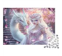 Fantasy Dragon Queen 100% Recycled Cardboard White Dragon & Queen 1000Pc Jigsaw Puzzle Adults Fun Activity for Rainy Days 52x38cm/1000pcs