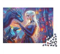 Fantasy Dragon Queen Colourful Dark Blue Dragon & Elf 1000 Pieces Adult Jigsaws for Adults & Kids Fun Rainy Day Activity 52x38cm/1000pcs