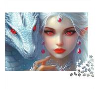 Fantasy Dragon Queen Colourful Red Eye Elf & Dragon 1000 Pcs Jigsaws for Adults The Impossible Challenge Fun Present 38x26cm/1000pcs