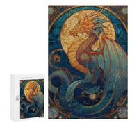 Fantasy Dragon Stained Glass Artwork Puzzle 300 Pièces Educa Jouet en Bois Cadeau Unique Décoration Intérieure Jeu Éducatif Challenge Toy Adultes Et Enfants À Partir De 14 Ans 300 PCS