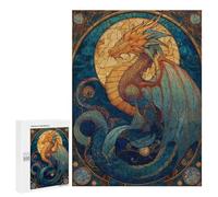 Fantasy Dragon Stained Glass Artwork Puzzle 500 Pièces Educa Jouet en Bois Cadeau Unique Décoration Intérieure Jeu Éducatif Challenge Toy Adultes Et Enfants À Partir De 14 Ans 500 PCS