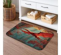 Fantasy Dragon Tapis de bain à séchage rapide Motif créature artistique Rouge vif Tapis de douche antidérapant en flanelle lavable pour salle de bain, toilettes, toilettes, décoration 40,6 x 61 cm
