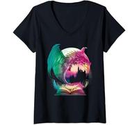 Fantasy Dragon with Fire Fairy Tail Graphic V-Neck T-T-Shirts à Manches Courtes(XX-Large)