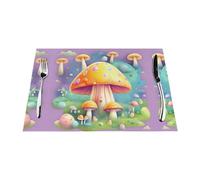 Fantasy Dream Lot de 6 sets de table tissés imprimés champignons 30,5 x 45,7 cm (6 pièces), rectangulaires, adaptés pour les hôtels, les restaurants et les cuisines.