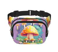 Fantasy Dream Sac à bandoulière tendance imprimé champignon Sac banane de randonnée, sac à bandoulière carré double couche voyage et fitness