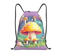 Fantasy Dream Sac à dos léger avec cordon de serrage Motif champignons Sac à dos étanche pour le sport, la gym, le voyage, pour homme et femme, Noir/blanc, S