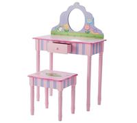 Fantasy Fields Coiffeuse Enfant avec Tabouret Miroir Meuble en Bois Fille Rose Teamson TD-13245A
