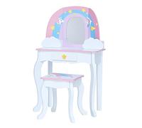 Fantasy Fields par Teamson Kids Coiffeuse Enfant Table De Maquillage Arc-en-Ciel & Licorne avec Miroir, Rangement Intégré Et Tabouret TD-13543F