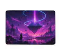 Fantasy floating city landscape Tapis 150 x 100 cm, Doux et Antidérapant | Ambiance d'hiver : Tapis imprimé de chambre, avec dos à points PVC antidérapants; pour chambre d'amis et coin lecture