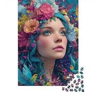 Fantasy Floral Portrait Puzzle 1000 Pièces Educa Jouet en Bois Cadeau Unique Décoration Intérieure Jeu Éducatif Challenge Toy pour Adultes Et Enfants À Partir De 12 Ans 52x38cm/1000pcs