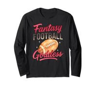 Fantasy Football Goddess Pink Script Watercolor Manche Longue