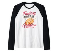Fantasy Football Goddess Pink Script Watercolor Manche Raglan