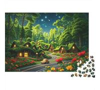 Fantasy Forest 1000 Pièces Jigsaw Puzzle Recycled Magical Cottage Senior Puzzles Party Game Props Developing Children‘s Intelligence Educational Fun 38x26cm/1000pcs