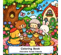 Fantasy Forest Coloring Book for Adults and Kids: Bold and Easy Designs for Relaxation Featuring Cute Woodland Animals, Magical Forest Friends, ... Cat and frog and koala... animal party