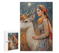 Fantasy Forest Deer and Woman Puzzle 1000 Pièces Educa Jouet en Bois Cadeau Unique Décoration Intérieure Jeu Éducatif Challenge Toy Adultes Et Enfants À Partir De 14 Ans 1000 PCS