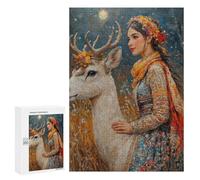 Fantasy Forest Deer and Woman Puzzle 300 Pièces Educa Jouet en Bois Cadeau Unique Décoration Intérieure Jeu Éducatif Challenge Toy Adultes Et Enfants À Partir De 14 Ans 300 PCS