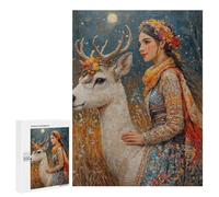Fantasy Forest Deer and Woman Puzzle 500 Pièces Educa Jouet en Bois Cadeau Unique Décoration Intérieure Jeu Éducatif Challenge Toy Adultes Et Enfants À Partir De 14 Ans 500 PCS