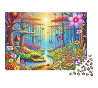 Fantasy Forest Landscape Colourful Colorful Flower Garden 1000 Pieces Jigsaws Adults and Children Fun Activity for Rainy Days 52x38cm/1000pcs
