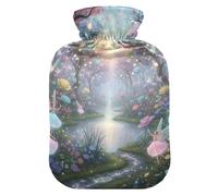 Fantasy Forest Path Bouillotte avec housse en velours doux pour chauffe-pieds, soulagement de la douleur, taille M