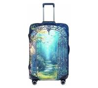 Fantasy Garden Iron Gate Housse de protection élastique pour valise de voyage Motif imprimé anti-rayures, Noir , S