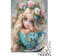 Fantasy Girl Tea Cup Challenging & Brainteasing Puzzle Girl in Teacup with Crown for Adults & Kids Age 12 Years Up 52x38cm 1000pcs
