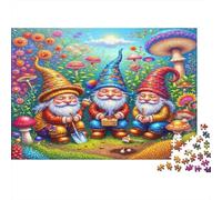 Fantasy Gnomes Jardin 1000 Pièce Carton Épais Puzzle De Bricolage pour Enfants Débutants Défi du Jeu Éducatif Soulagement du Stress Le 52x38cm/1000pcs