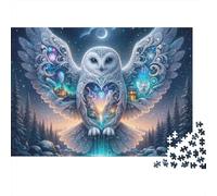 Fantasy Hibou Magique Puzzle 1000 Pièces Adulte en Carton Recyclé, Jeu De Puzzle À Assembler Soi-même défi Entre Amis pour Un Moment De Complicité, Étoile du Cadeau De Noël 70x50cm/1000pcs