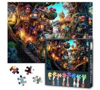 Fantasy Houses in The Forest Puzzles 1000 pièces pour adultes Maison d'arbre Puzzle pour adultes Forêt Puzzles pour la décoration de la maison Puzzle Cadeaux pour la famille amis 70 cm x 50 cm