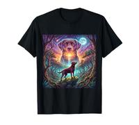 Fantasy Labrador Retriever Chien Lune Mystique Nuit Forêt T-Shirt