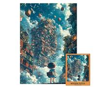 Fantasy Library Puzzle 1000 pièces - Magical Floating Books & Book Tower | Wooden Puzzle Gift for Lecteurs, Dreamers and Anime Lovers (XXL-1000PIECES)