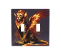 Fantasy Lion-Phoenix Hybride Double Gang Toggle Plaque murale Interrupteur Décor Taille standard - 11,4 x 11,4 cm