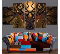 Fantasy Lot de 5 posters muraux en toile Motif cerf de pluie Décoration d'intérieur