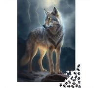Fantasy Loup Debout 1000 Morceaux Papier Écologique Casse-tête Amateurs Puzzle Facile Nettoyer Niveau Difficulté Équilibré Loisirs À La Maison 38x26cm/1000pcs