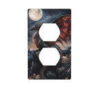 Fantasy Majestic Dragon On Rocky Hillside Couvercle de prise d'interrupteur décoratif 1 gang Plaque murale pour cuisine salle de bain Taille 7 x 11,4 cm