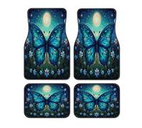 Fantasy Moon Butterfly Lot de 4 tapis de sol universels pour voiture Couverture complète Tapis de voiture antidérapant Polyester imprimé avant et arrière Protection intérieure pour voitures, camions
